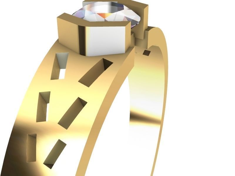 modern solitaire ring stl verified  3D print model_7