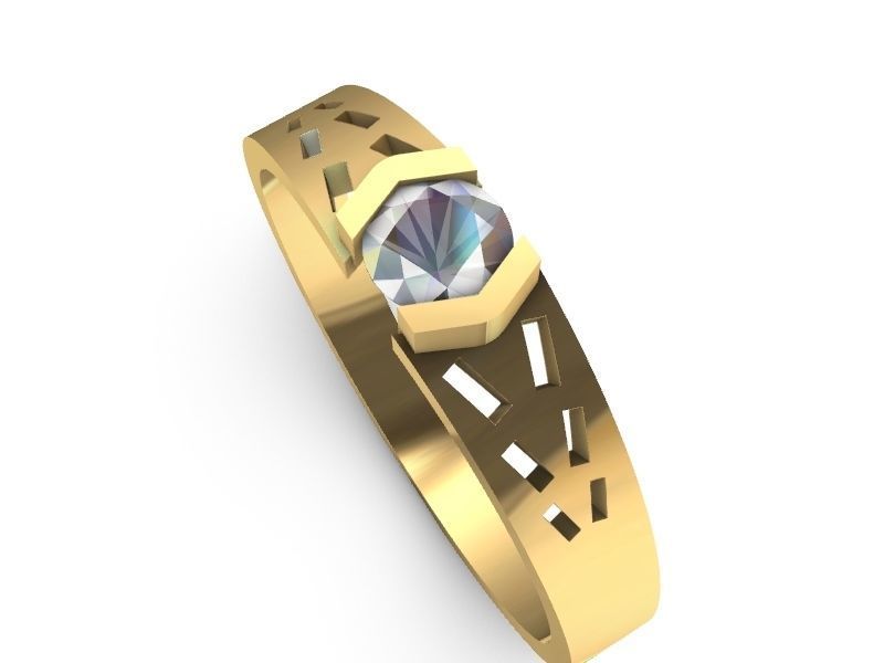 modern solitaire ring stl verified  3D print model_3