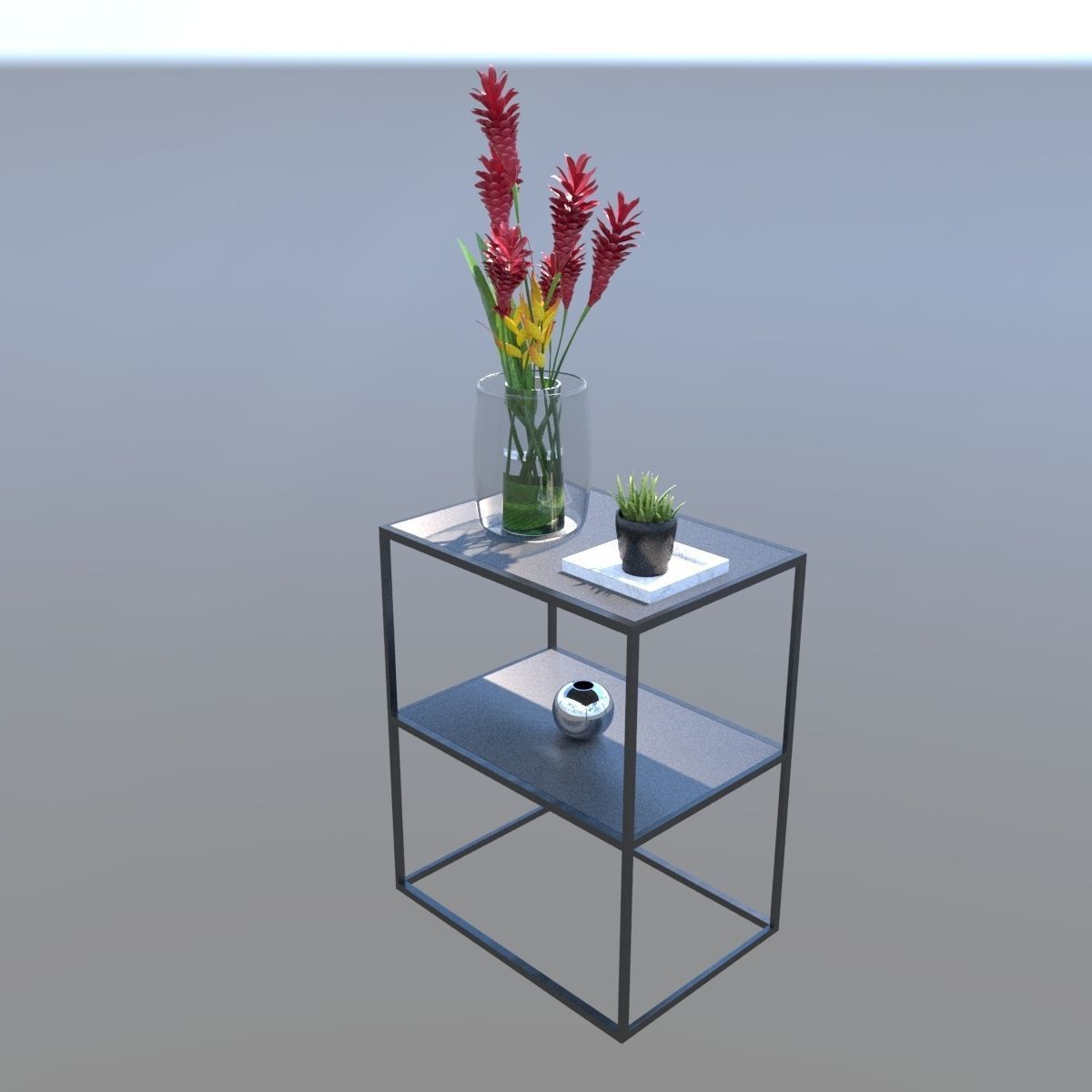 Metal Table Low-poly 3D model_8