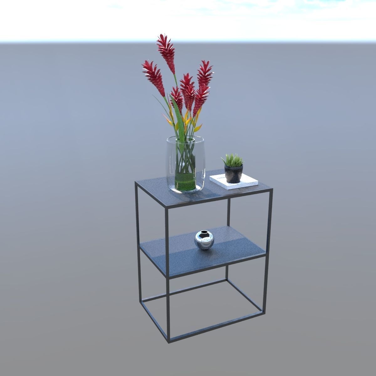 Metal Table Low-poly 3D model_7