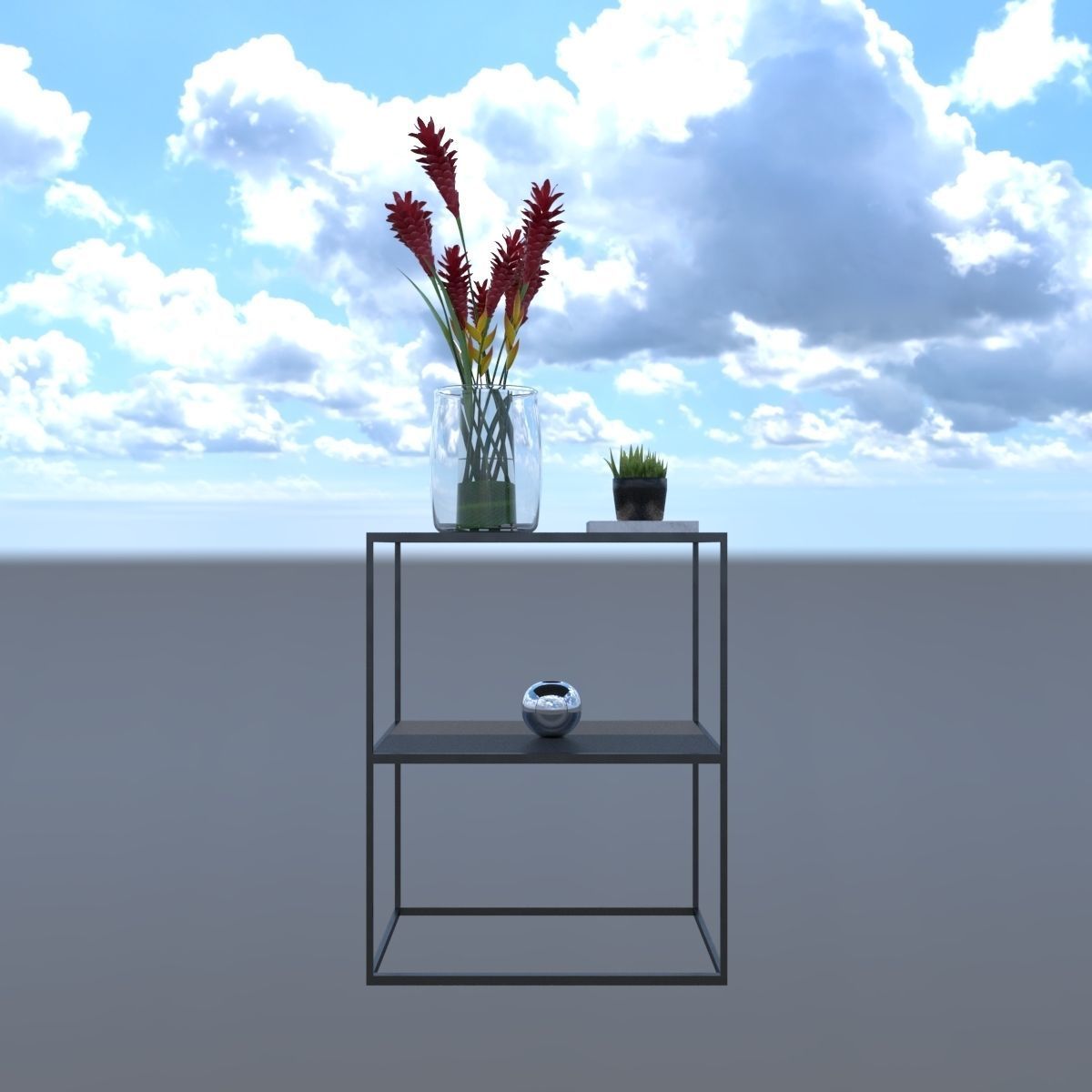 Metal Table Low-poly 3D model_6