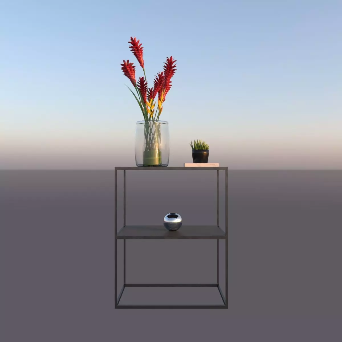 Metal Table Low-poly 3D model_0