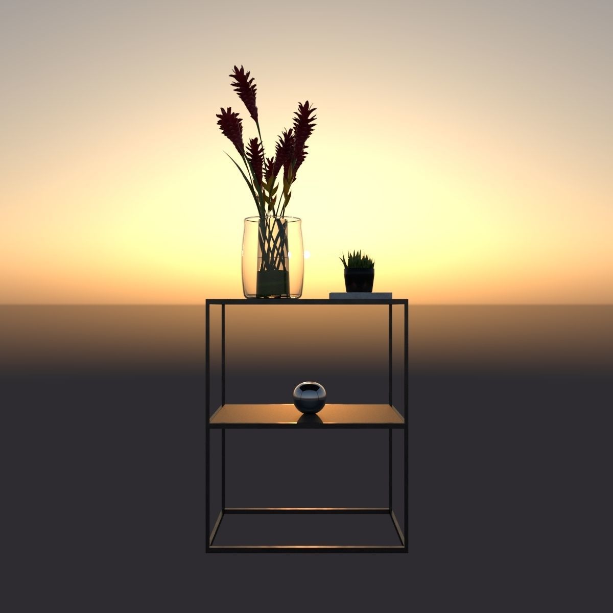 Metal Table Low-poly 3D model_2