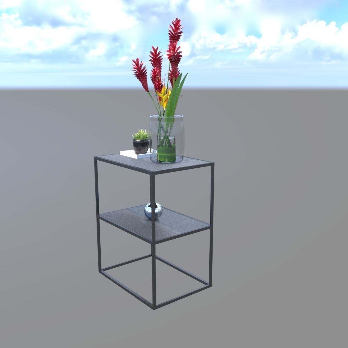Metal Table Low-poly 3D model_1