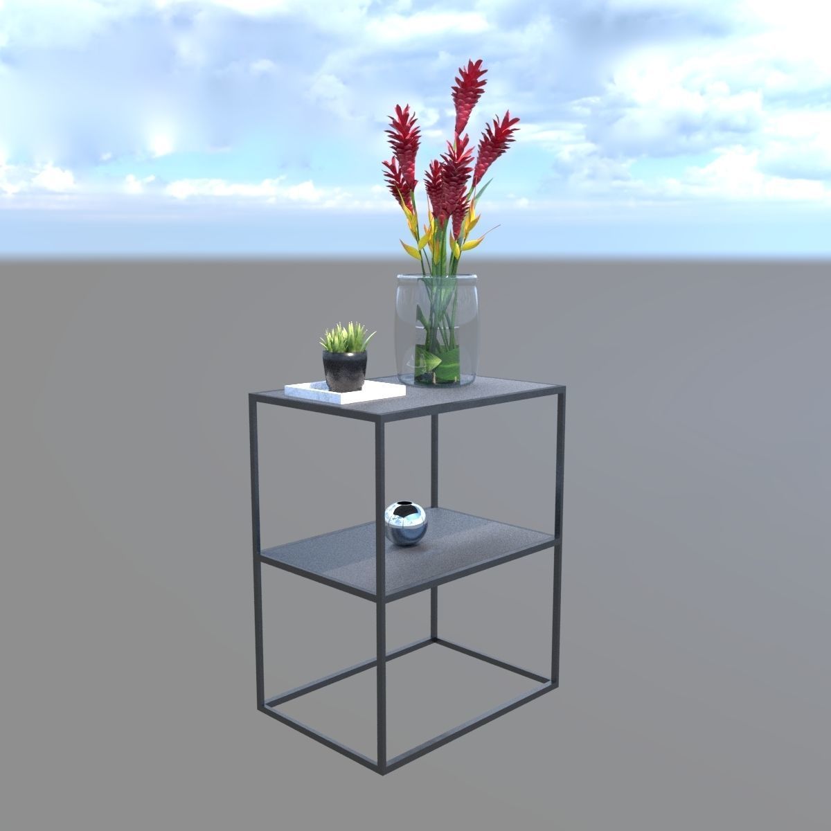 Metal Table Low-poly 3D model_9