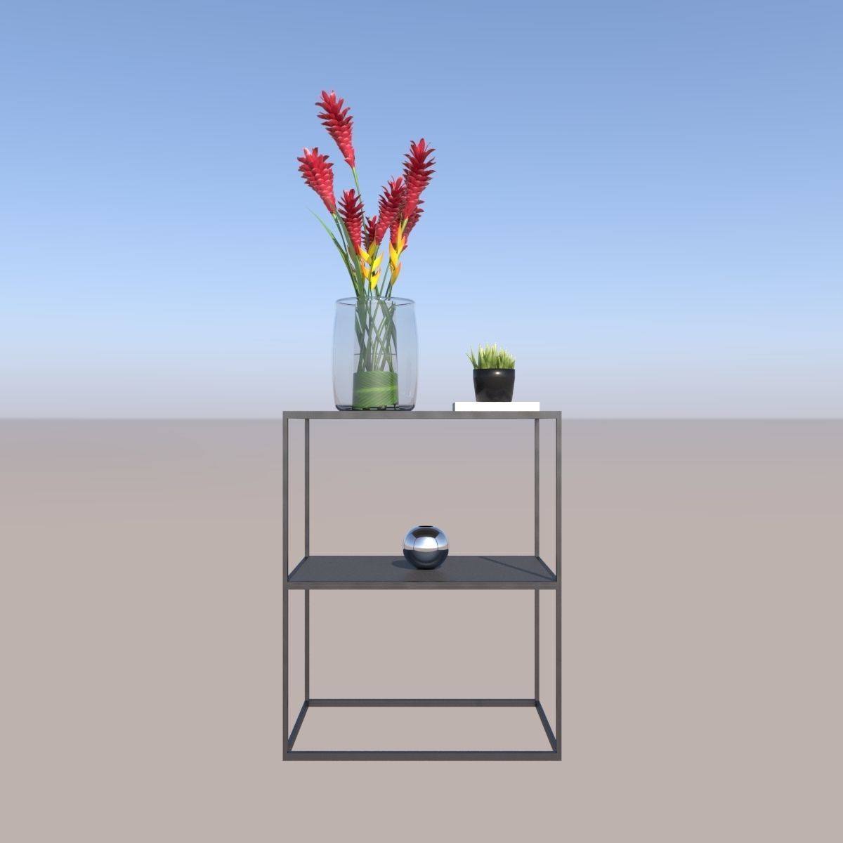 Metal Table Low-poly 3D model_4