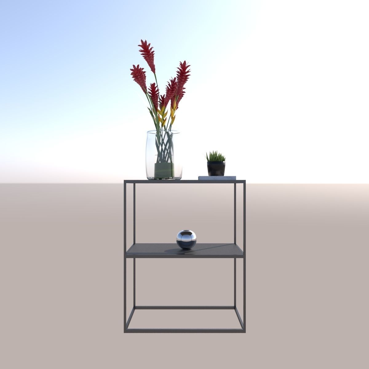 Metal Table Low-poly 3D model_3