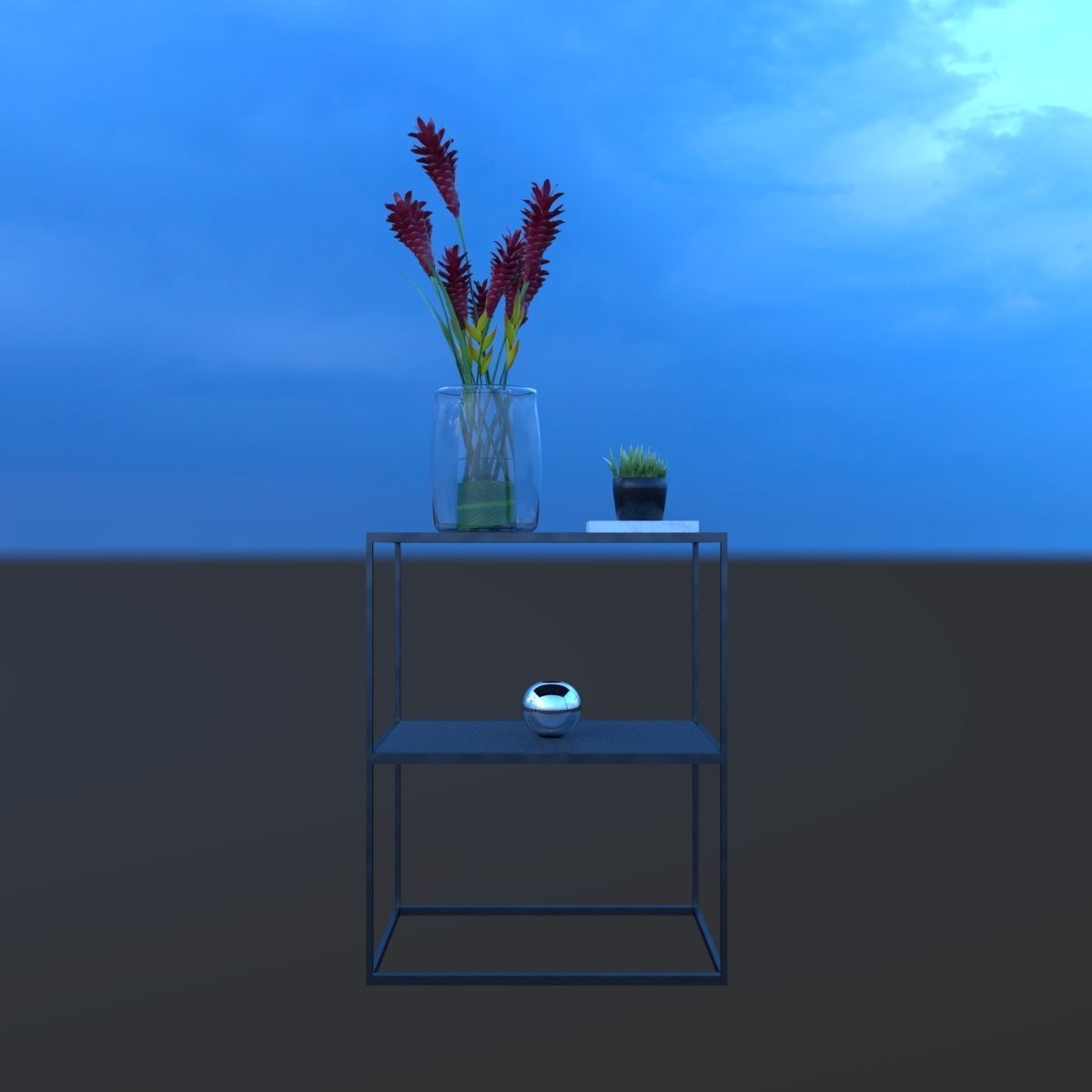 Metal Table Low-poly 3D model_5