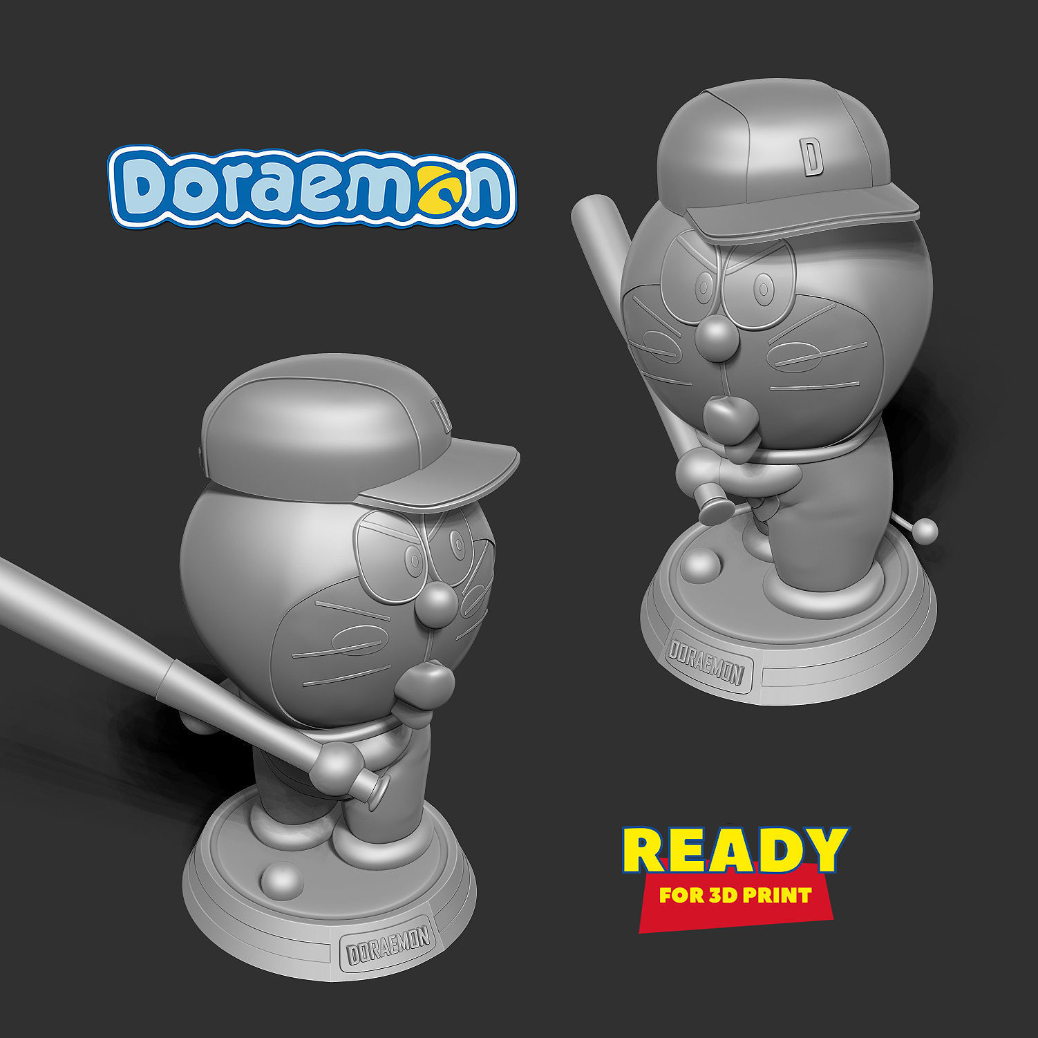 Doraemon - baseball player  3D print model_6