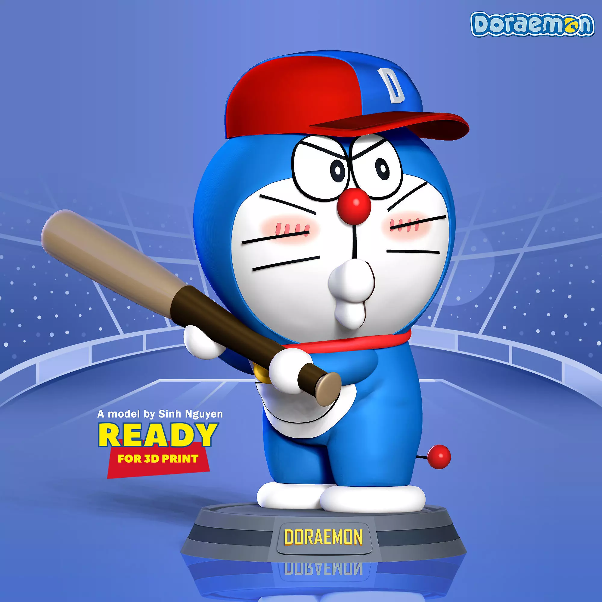 Doraemon - baseball player  3D print model_0