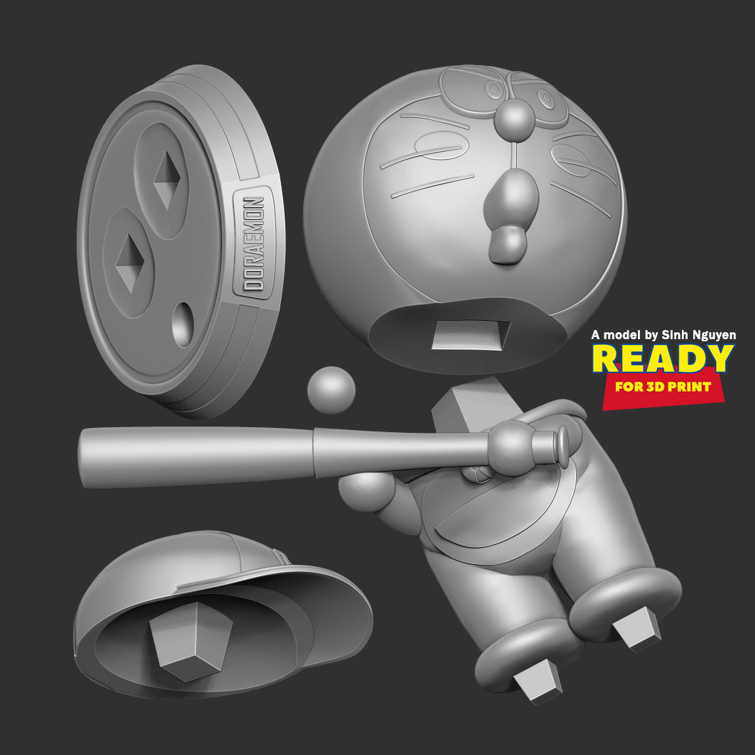 Doraemon - baseball player  3D print model_2