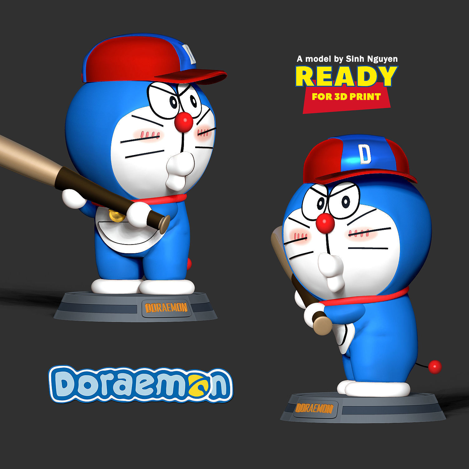Doraemon - baseball player  3D print model_4