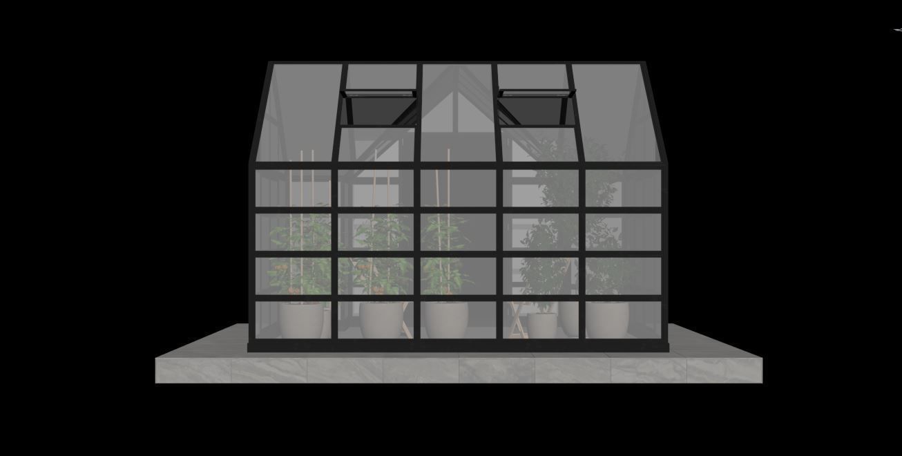 Greenhouse glass with plants inside 3D model_17