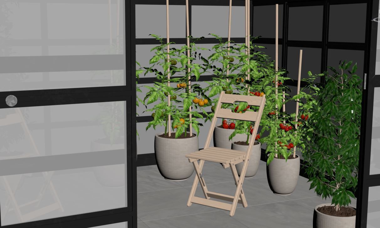 Greenhouse glass with plants inside 3D model_26