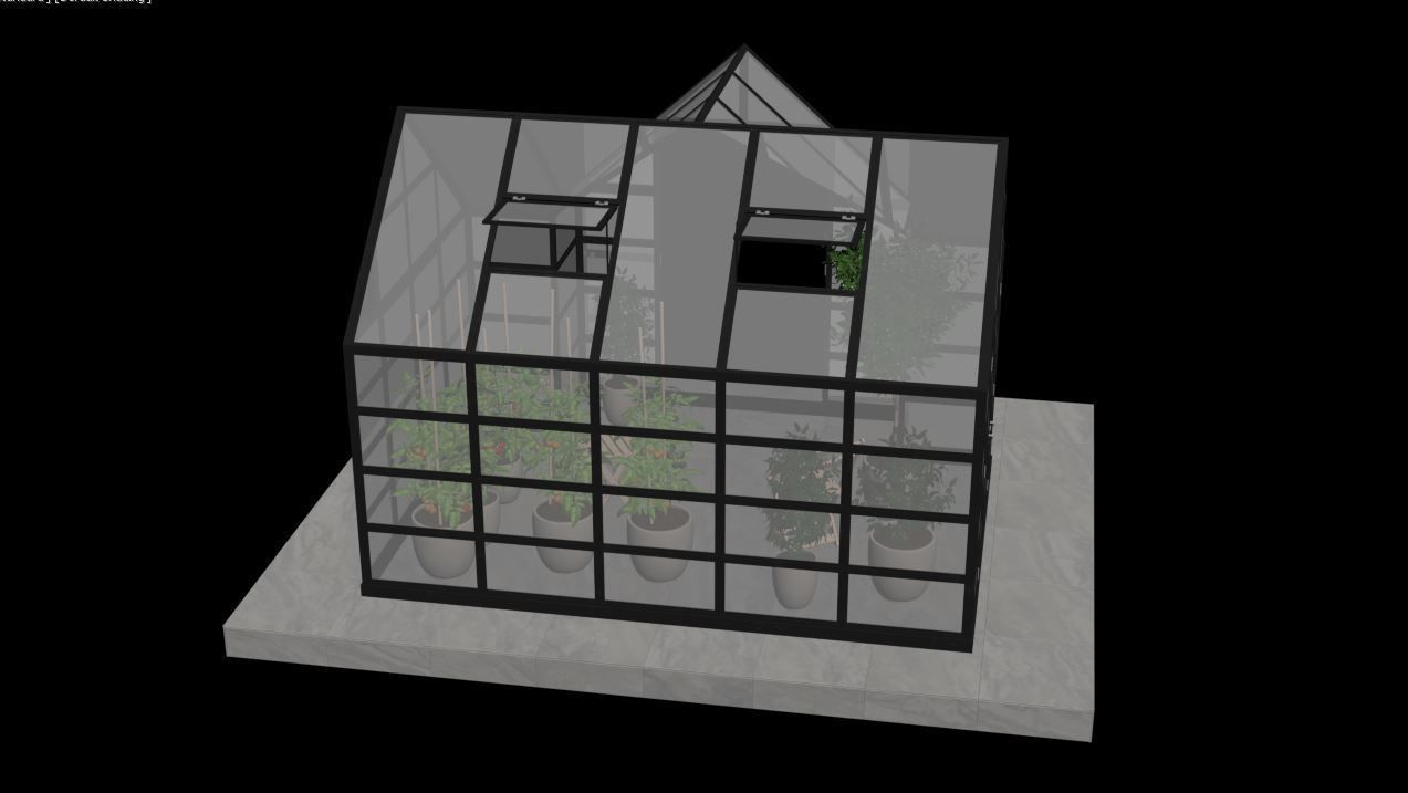 Greenhouse glass with plants inside 3D model_18