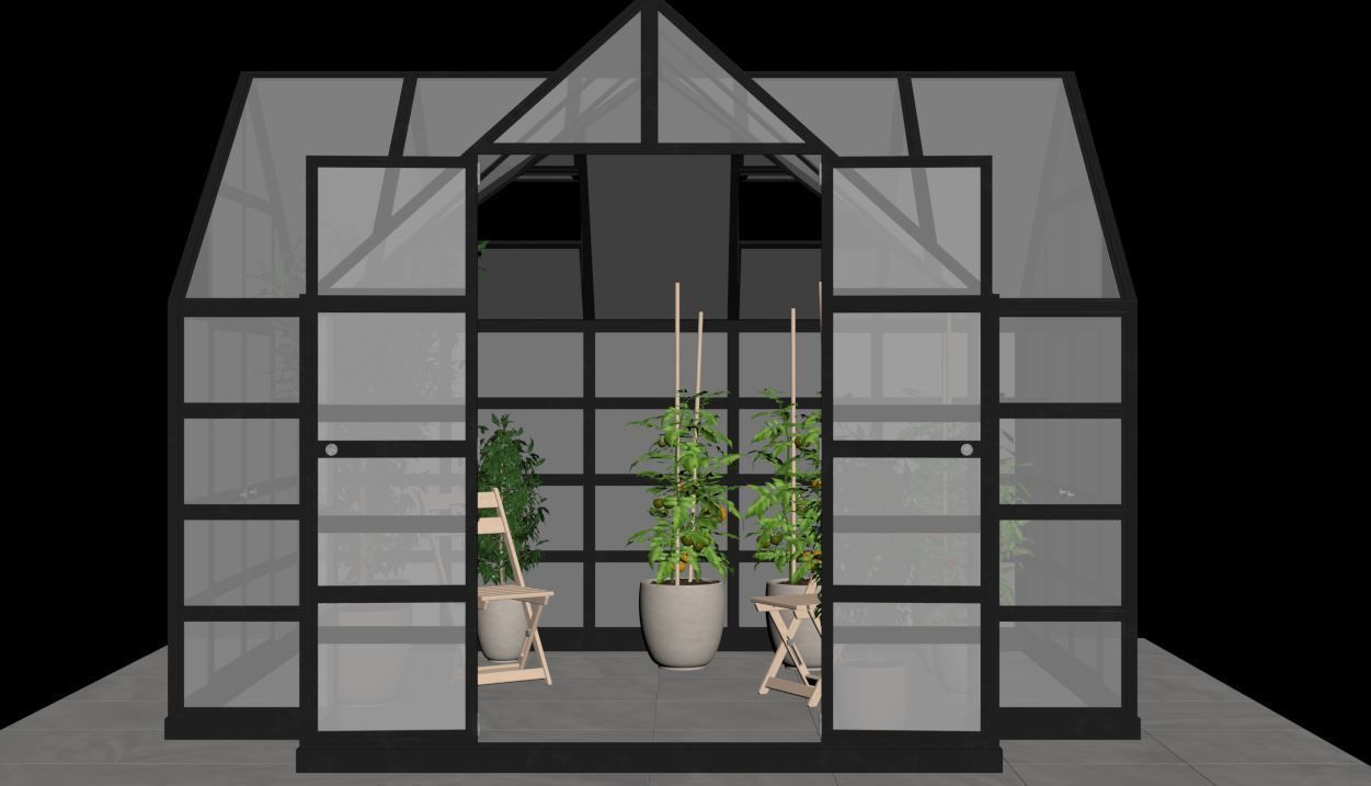 Greenhouse glass with plants inside 3D model_14