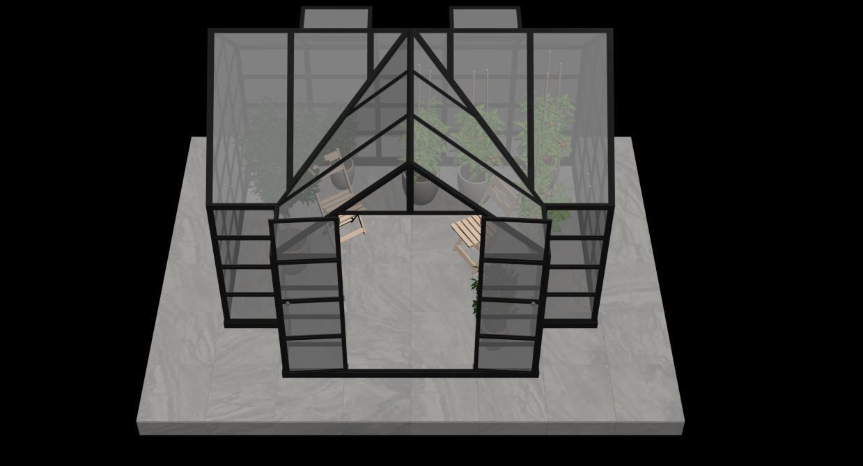Greenhouse glass with plants inside 3D model_22