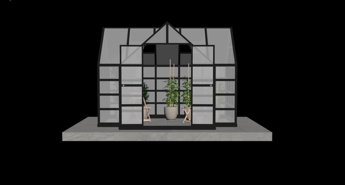 Greenhouse glass with plants inside 3D model_30