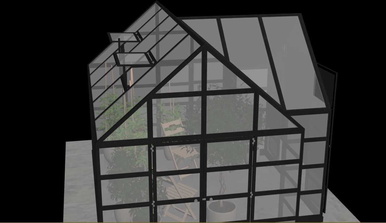 Greenhouse glass with plants inside 3D model_20