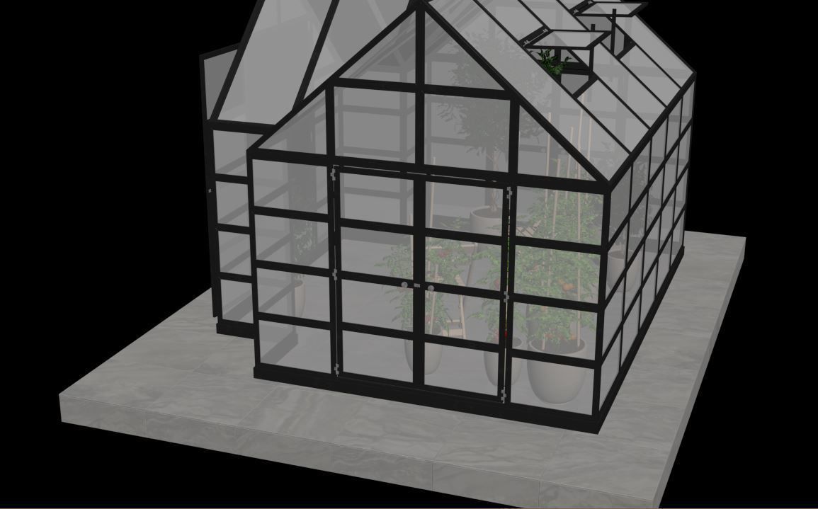 Greenhouse glass with plants inside 3D model_29