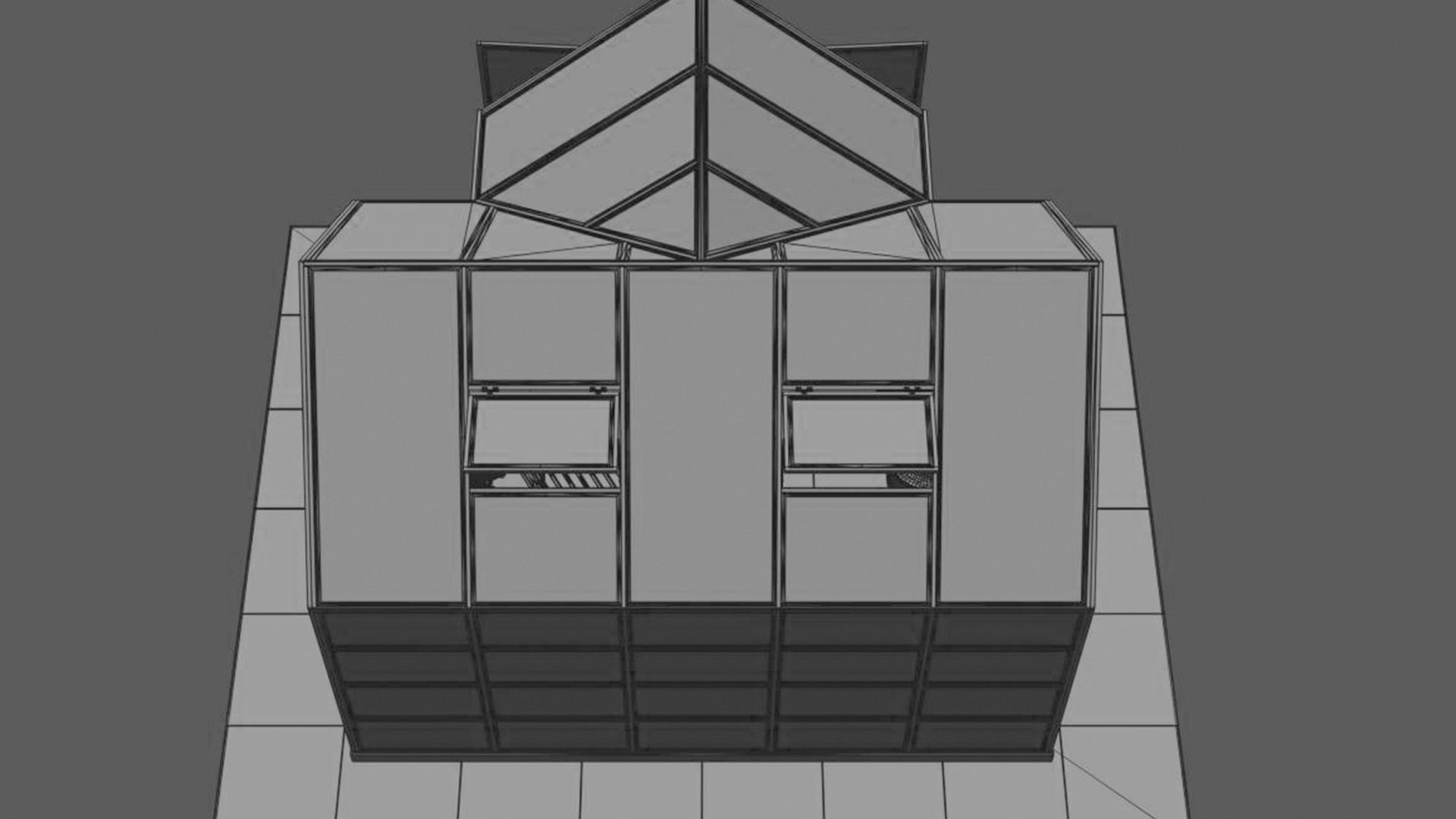 Greenhouse glass with plants inside 3D model_10