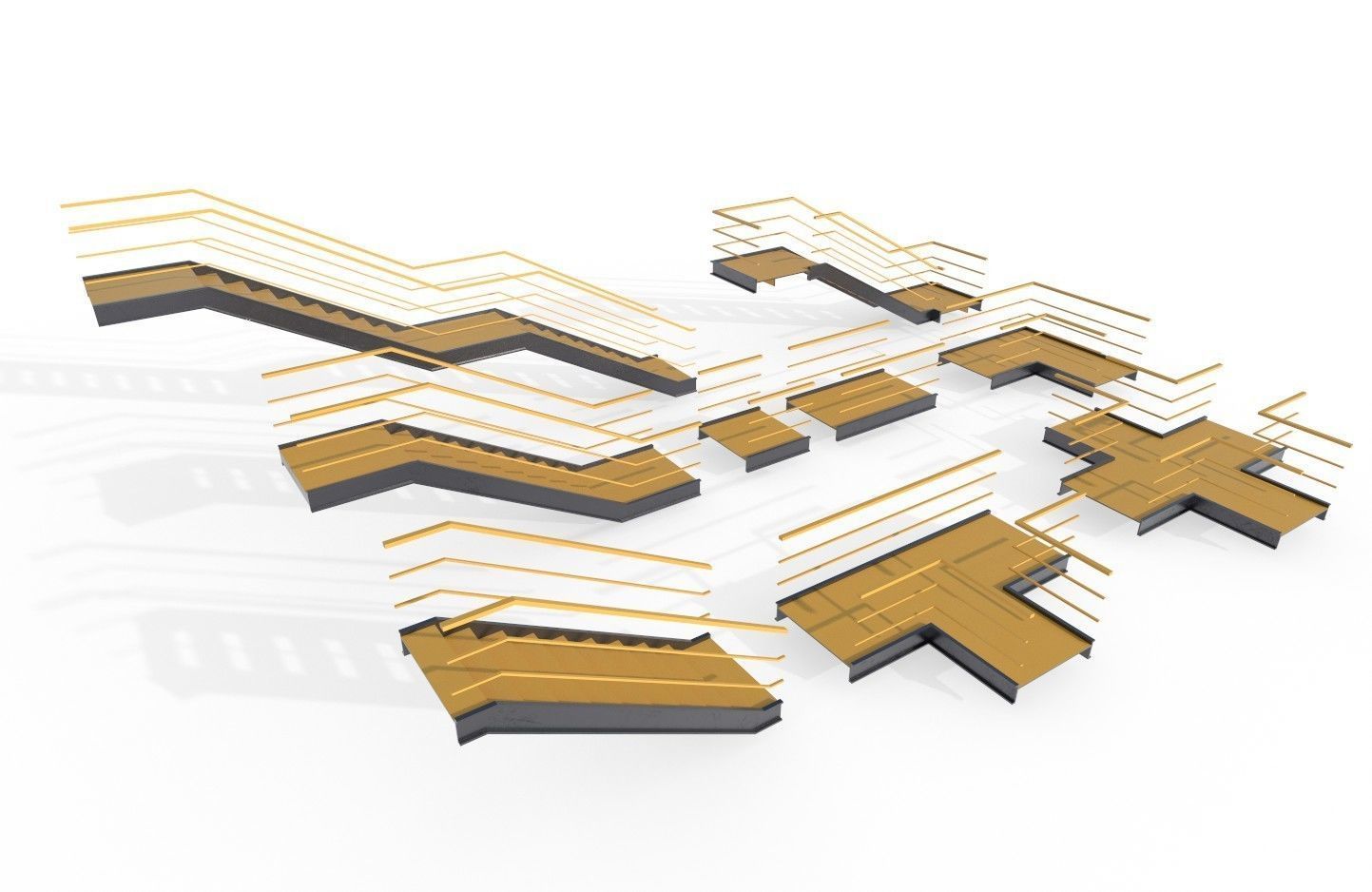 Modular Industrial Stairs Pack 1 Low-poly 3D model_42