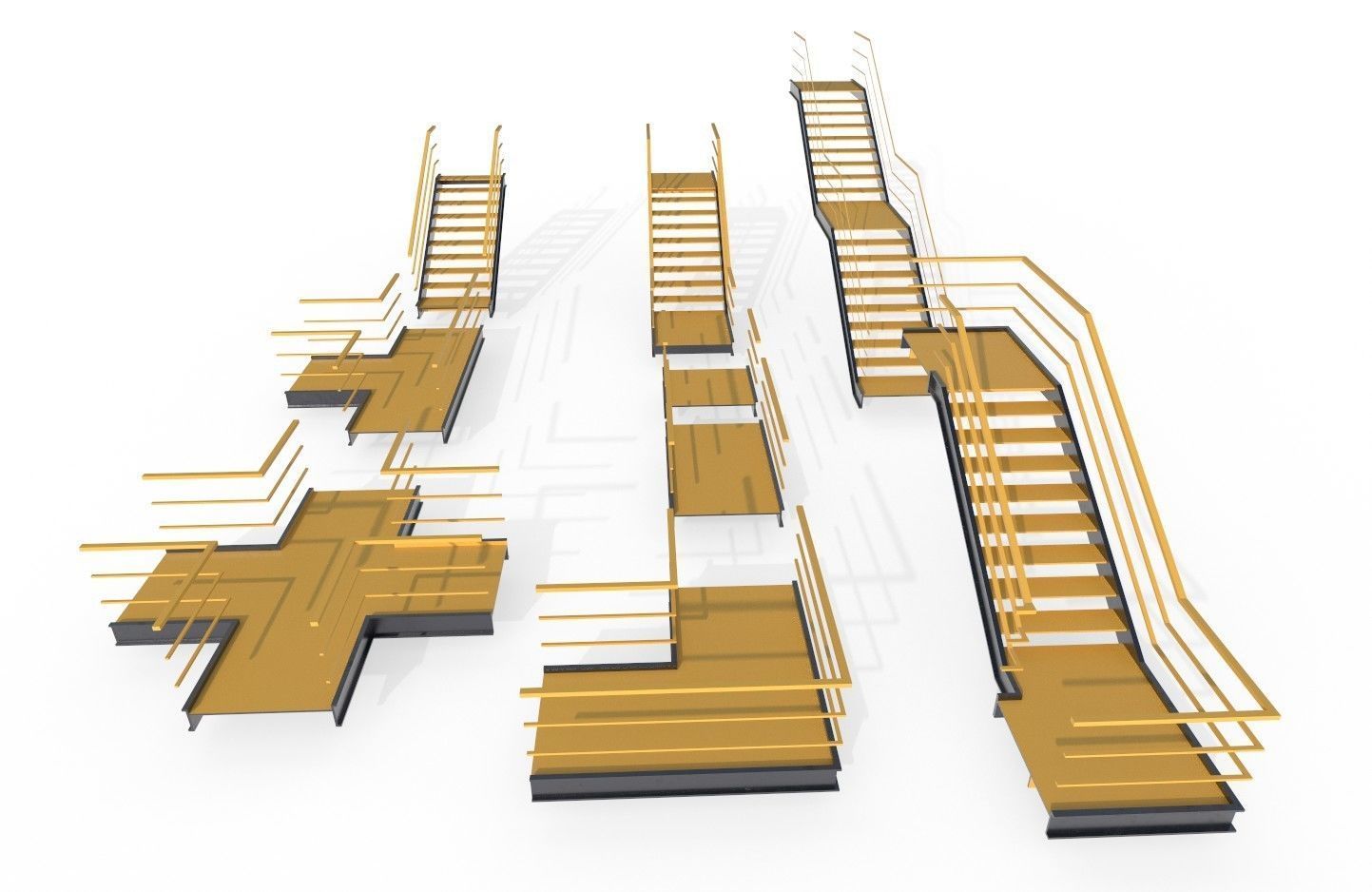 Modular Industrial Stairs Pack 1 Low-poly 3D model_5