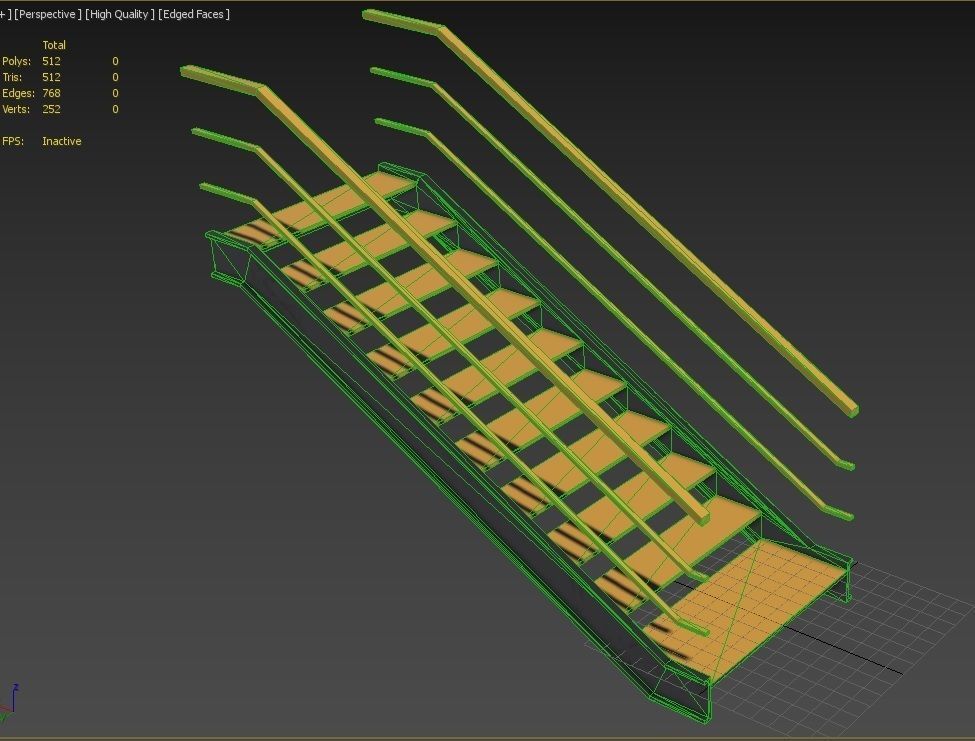 Modular Industrial Stairs Pack 1 Low-poly 3D model_26