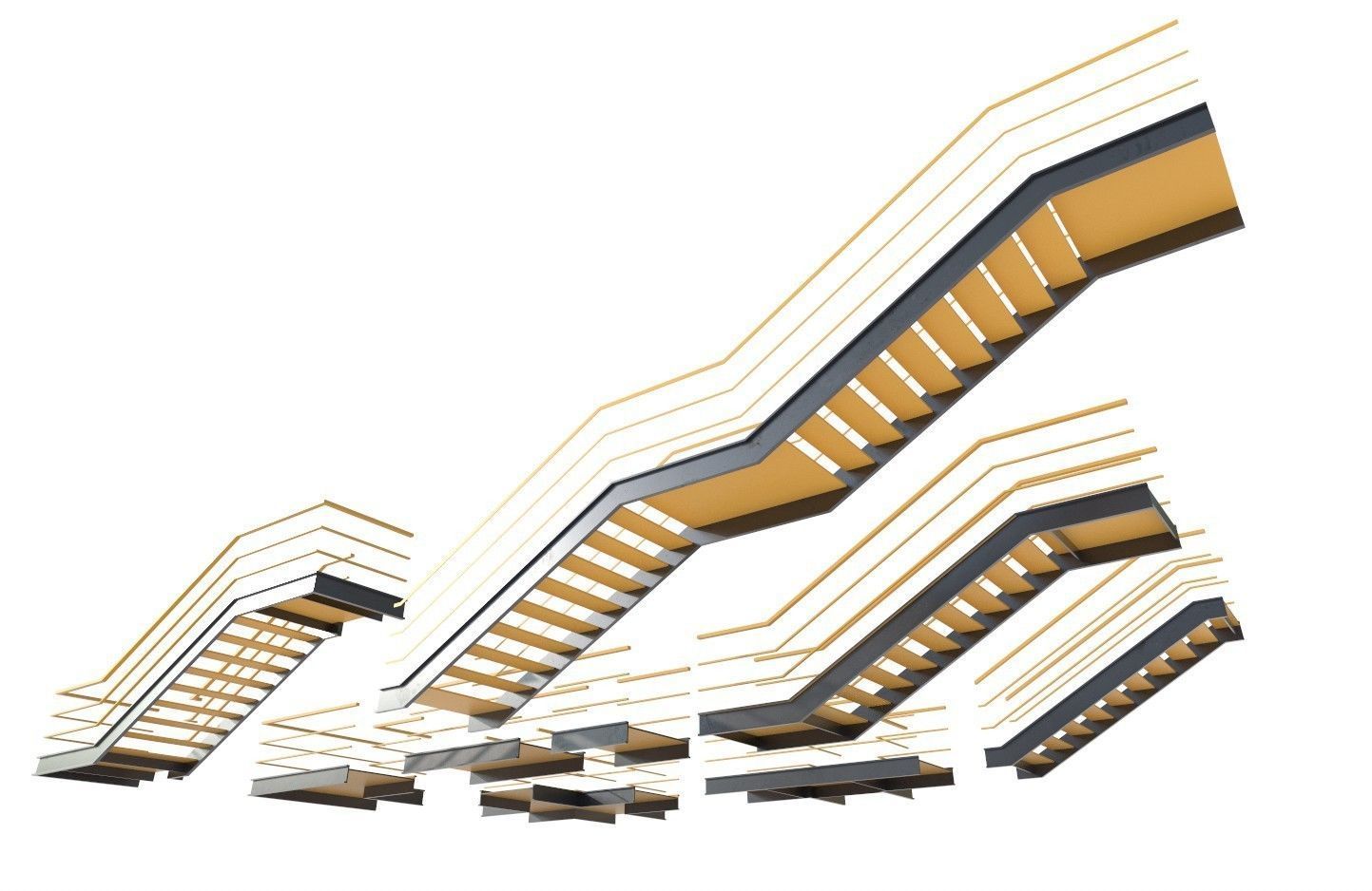 Modular Industrial Stairs Pack 1 Low-poly 3D model_10