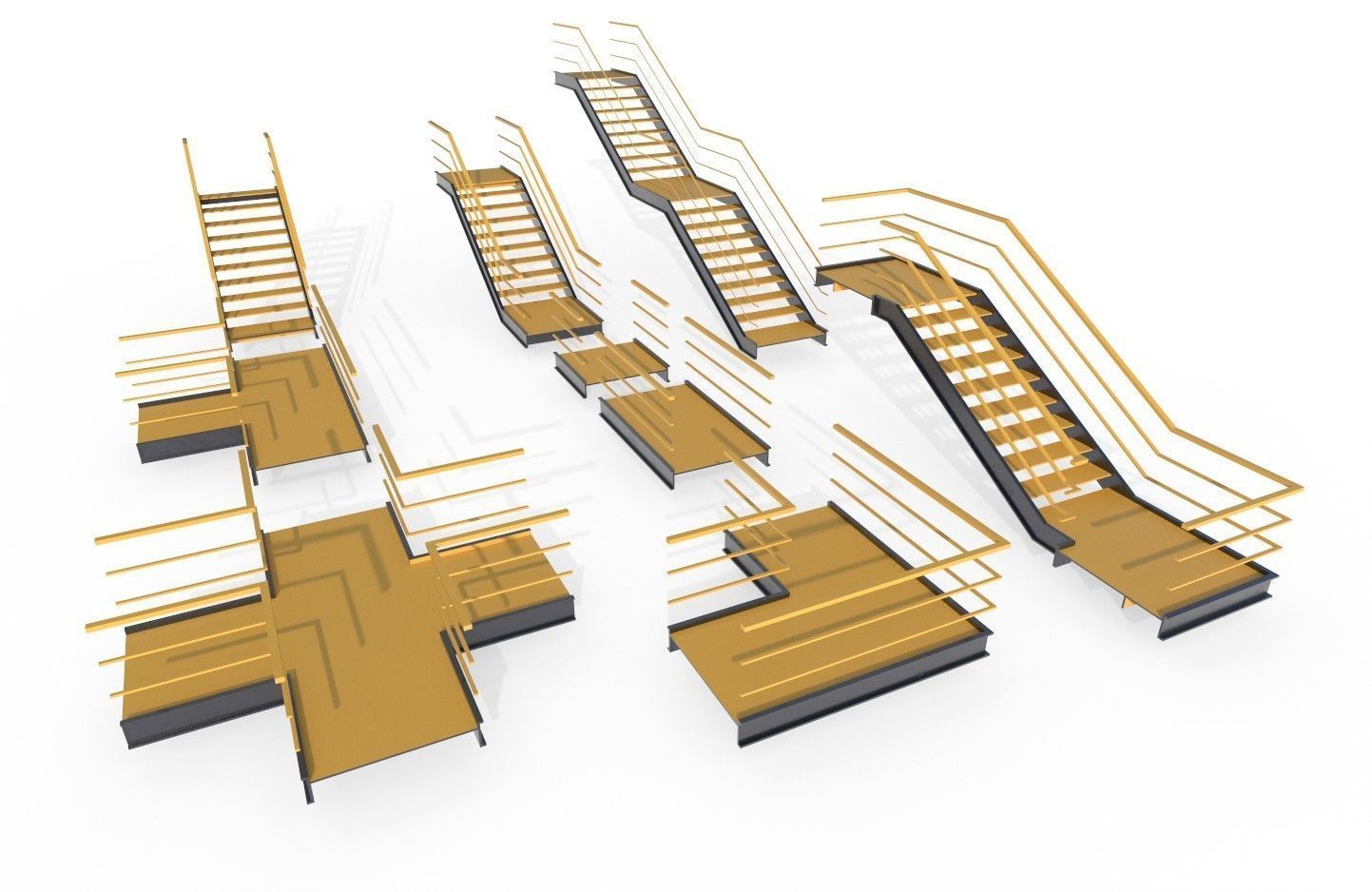 Modular Industrial Stairs Pack 1 Low-poly 3D model_37