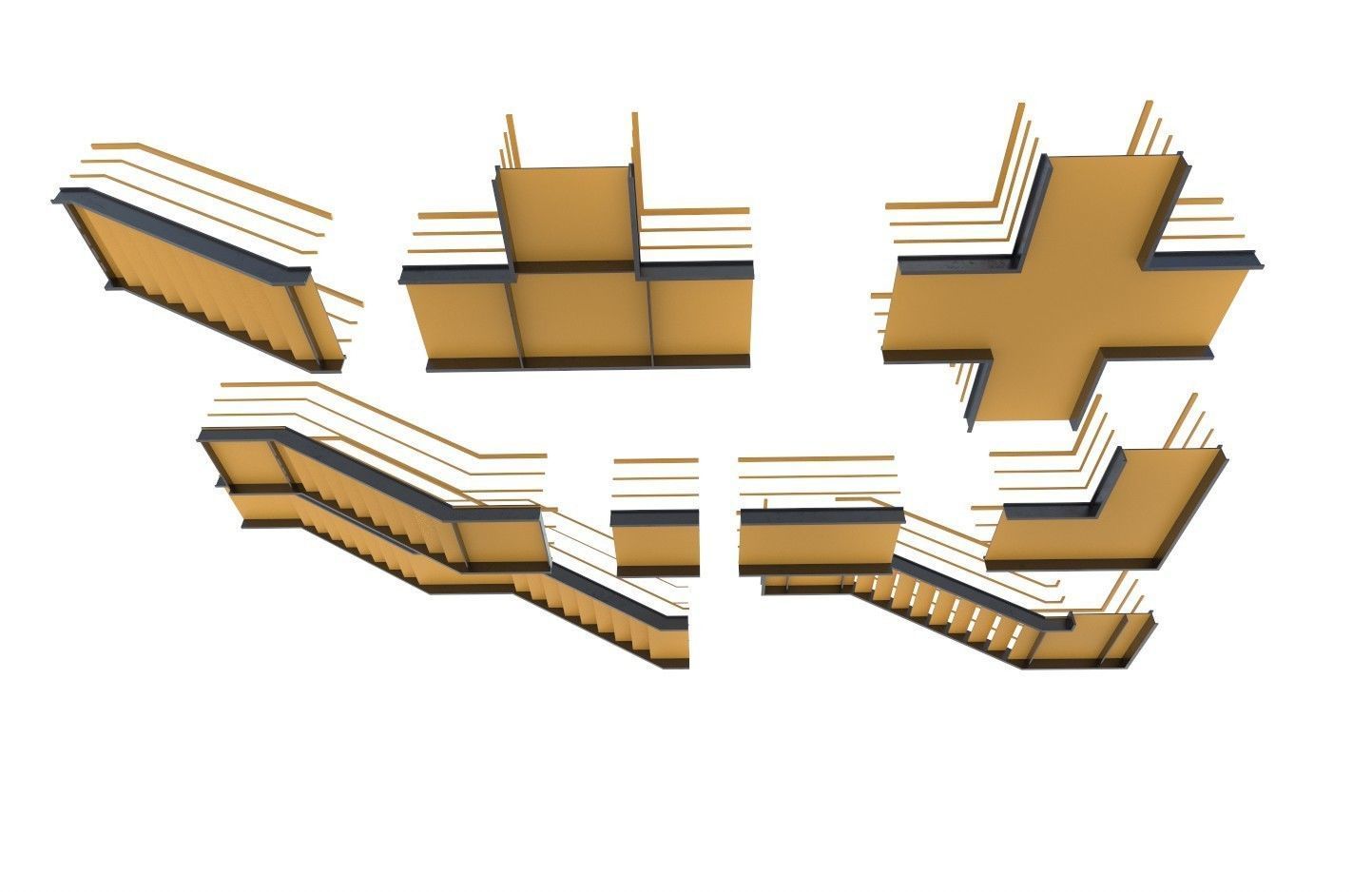 Modular Industrial Stairs Pack 1 Low-poly 3D model_45