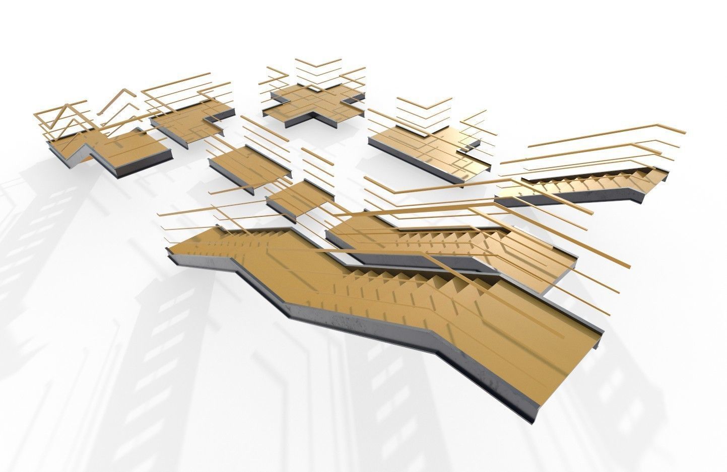 Modular Industrial Stairs Pack 1 Low-poly 3D model_8