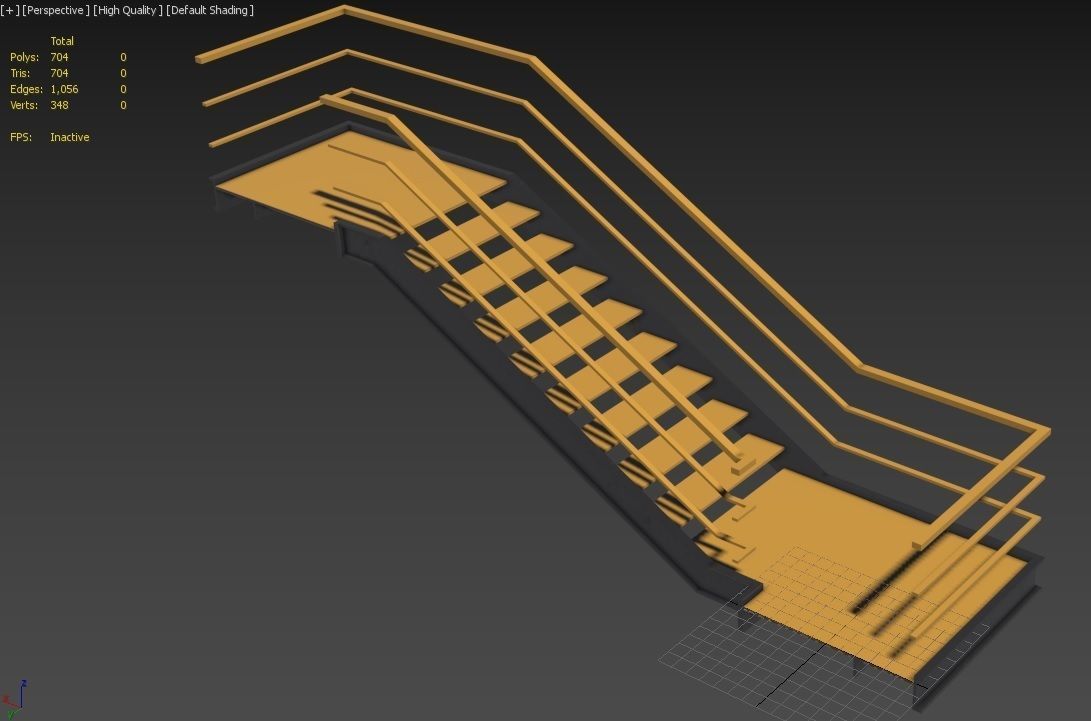 Modular Industrial Stairs Pack 1 Low-poly 3D model_29