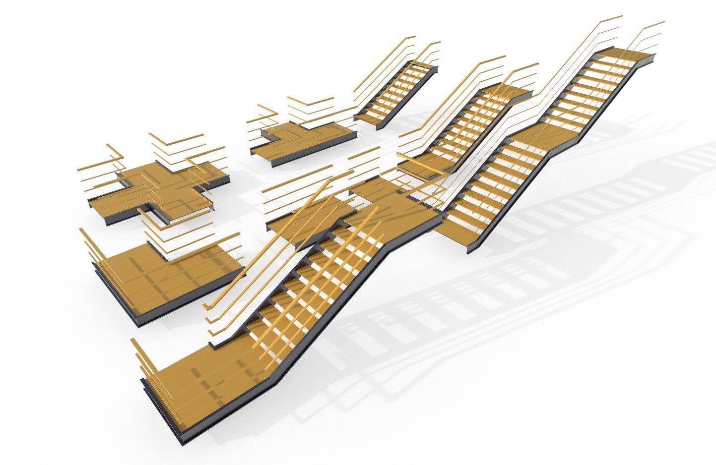 Modular Industrial Stairs Pack 1 Low-poly 3D model_6