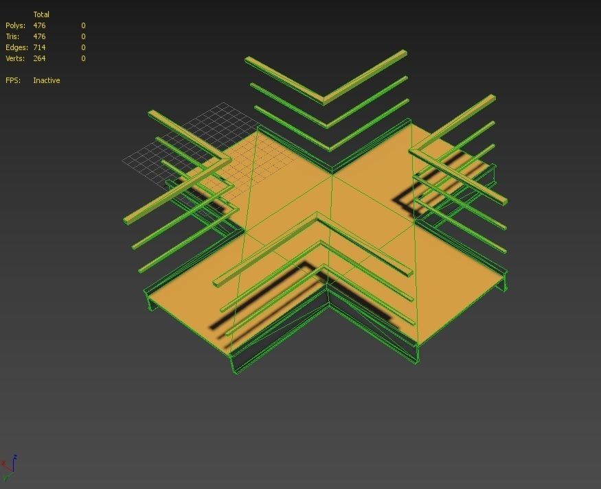 Modular Industrial Stairs Pack 1 Low-poly 3D model_22