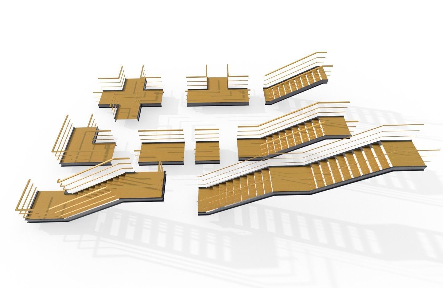 Modular Industrial Stairs Pack 1 Low-poly 3D model_40