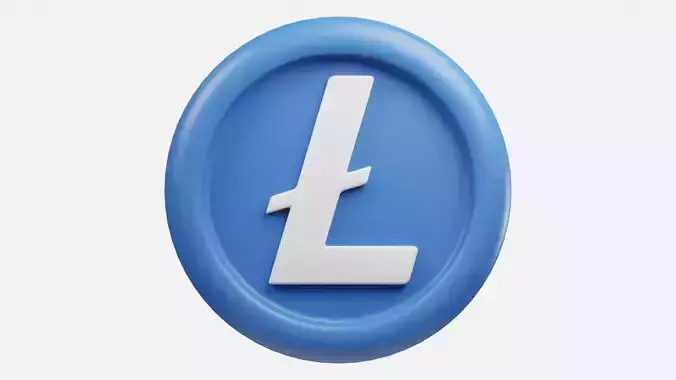 Litecoin or LTC Blue Crypto Coin with cartoon style