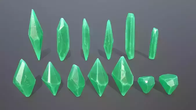 Crystal Set emerald gemstones in shapes and sizes