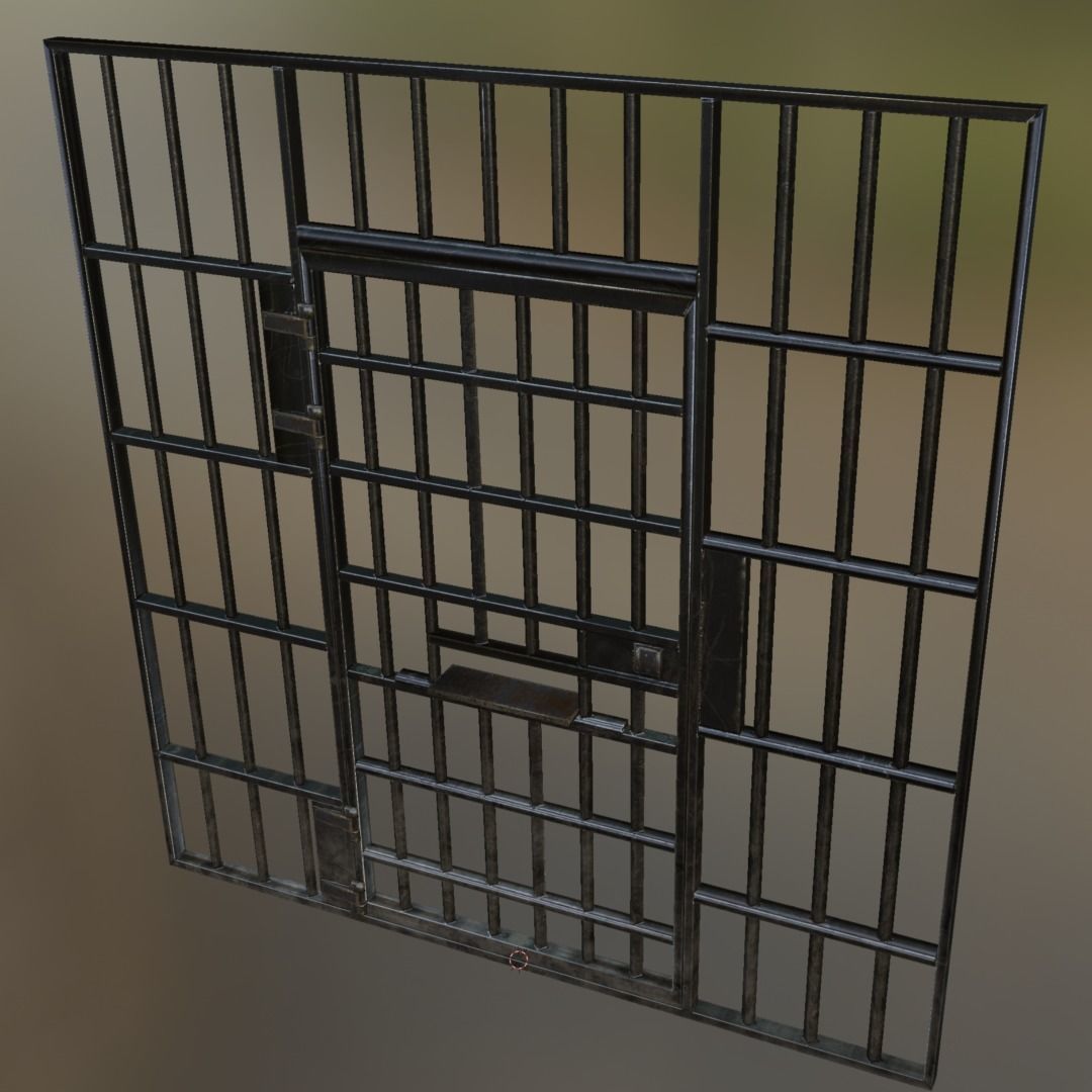 Prison bar door - PBR Game Ready low-poly 3D model Low-poly 3D model_2