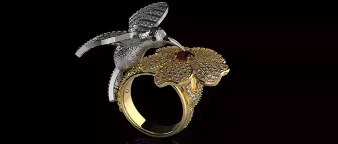 Flower and Bird ring