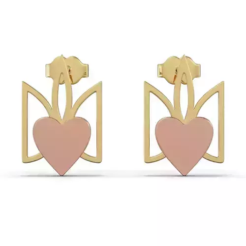 Earrings coat of arms of Ukraine with a heart 3D print model
