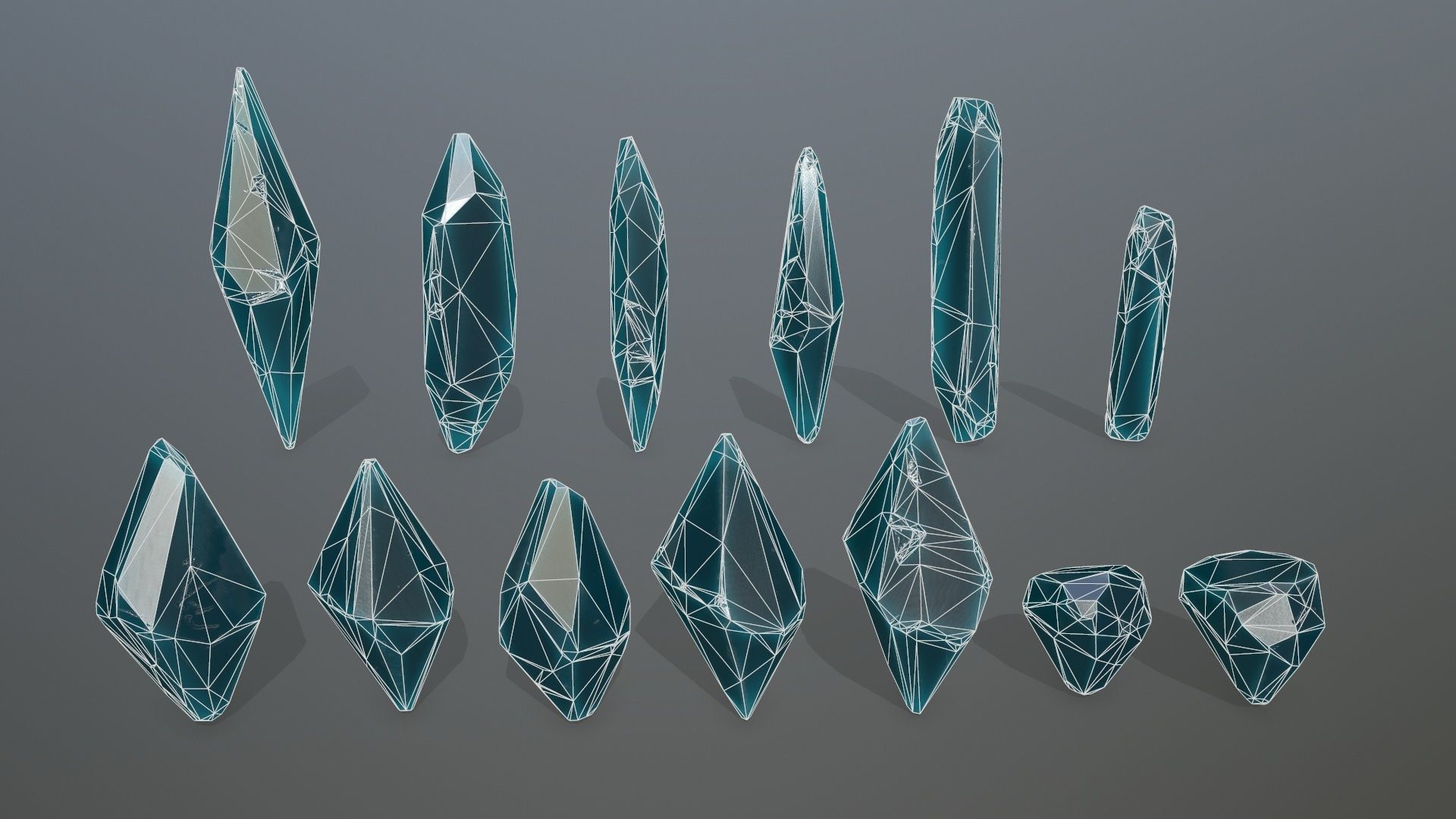 Crystal Set of crystals Low-poly 3D model_14