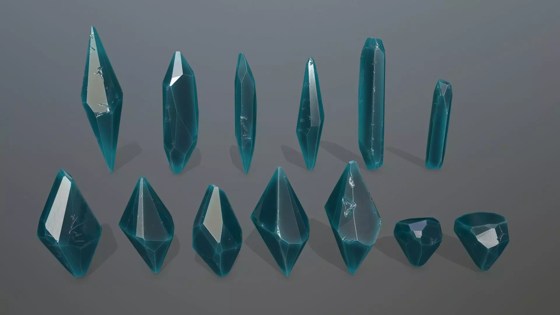 Crystal Set of crystals Low-poly 3D model_0