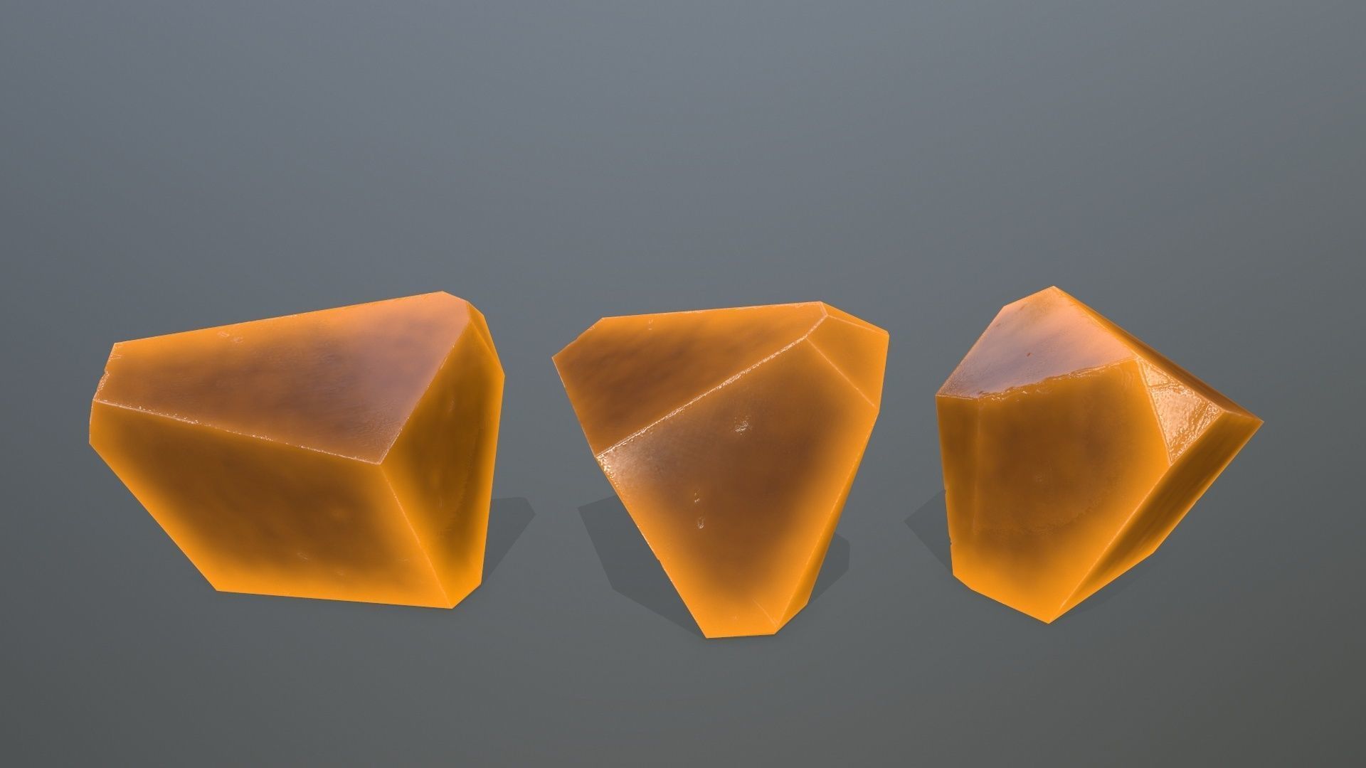 Crystal Set of orange colored rocks Low-poly 3D model_6