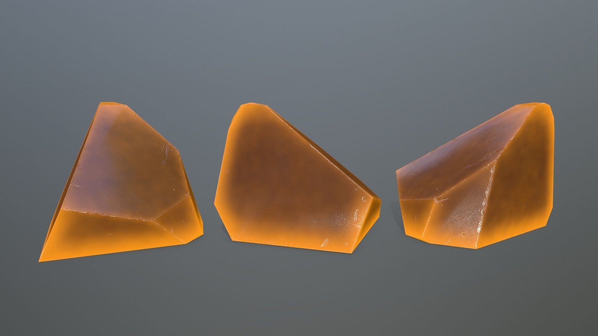 Crystal Set of orange colored rocks Low-poly 3D model_3