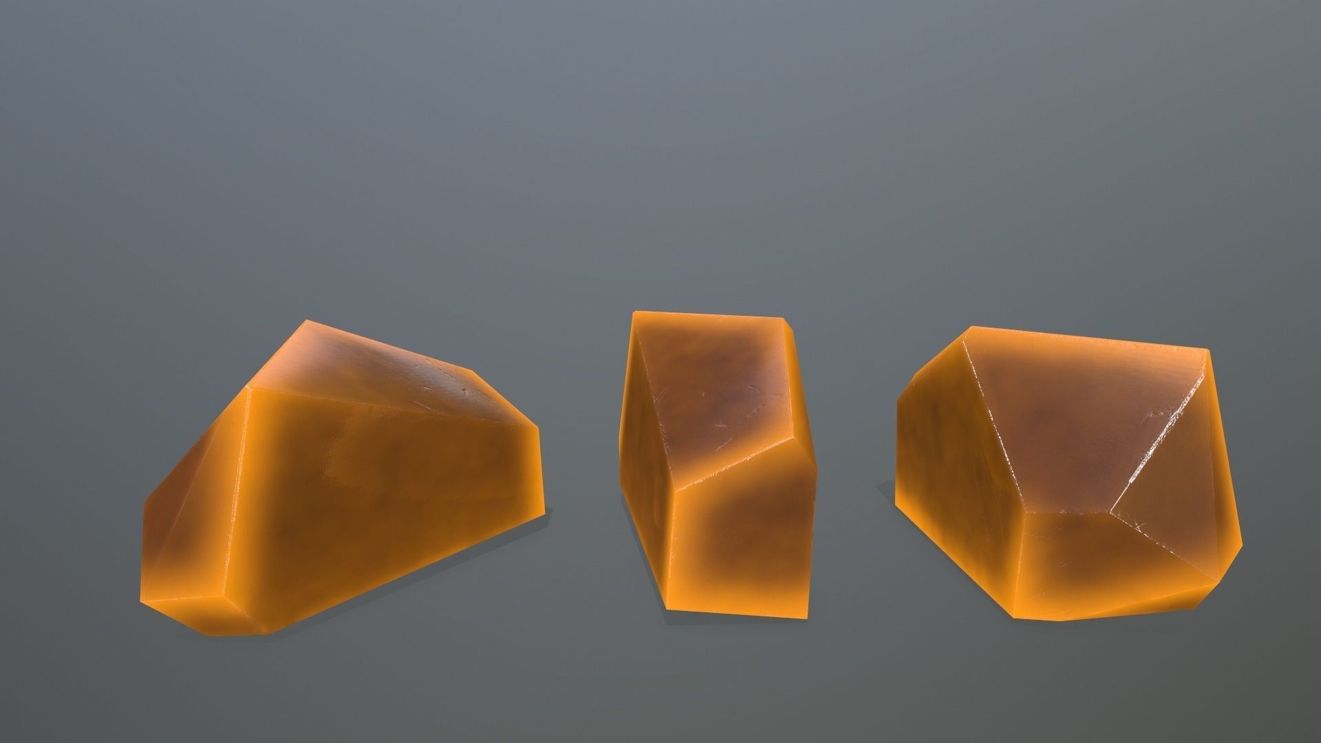Crystal Set of orange colored rocks Low-poly 3D model_2