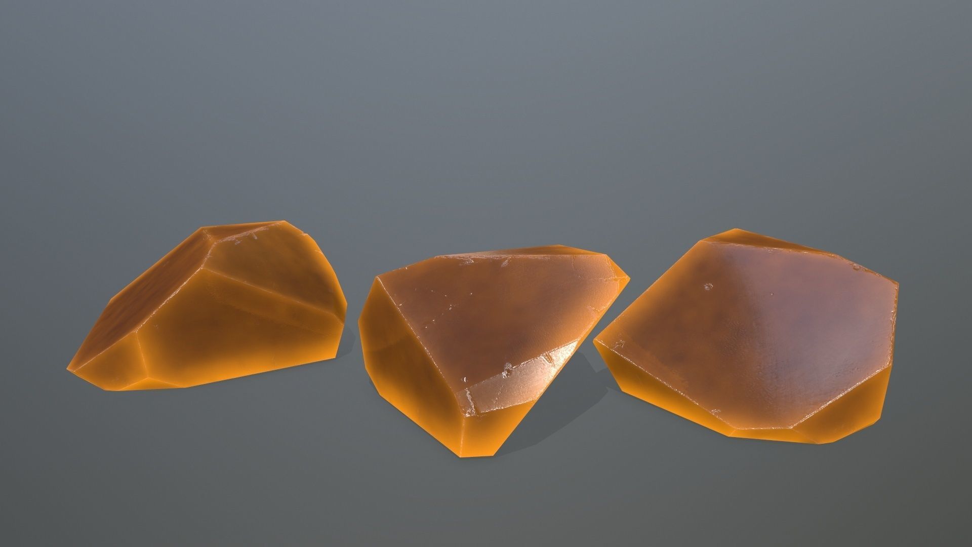 Crystal Set of orange colored rocks Low-poly 3D model_8