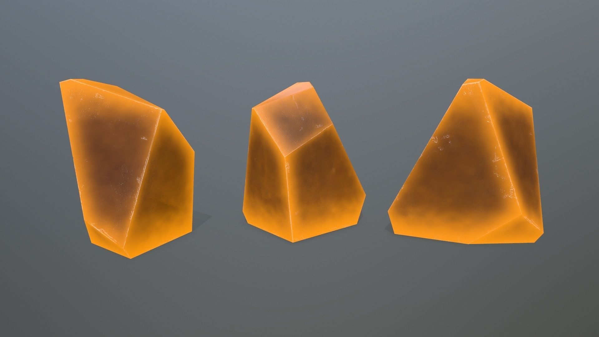 Crystal Set of orange colored rocks Low-poly 3D model_10
