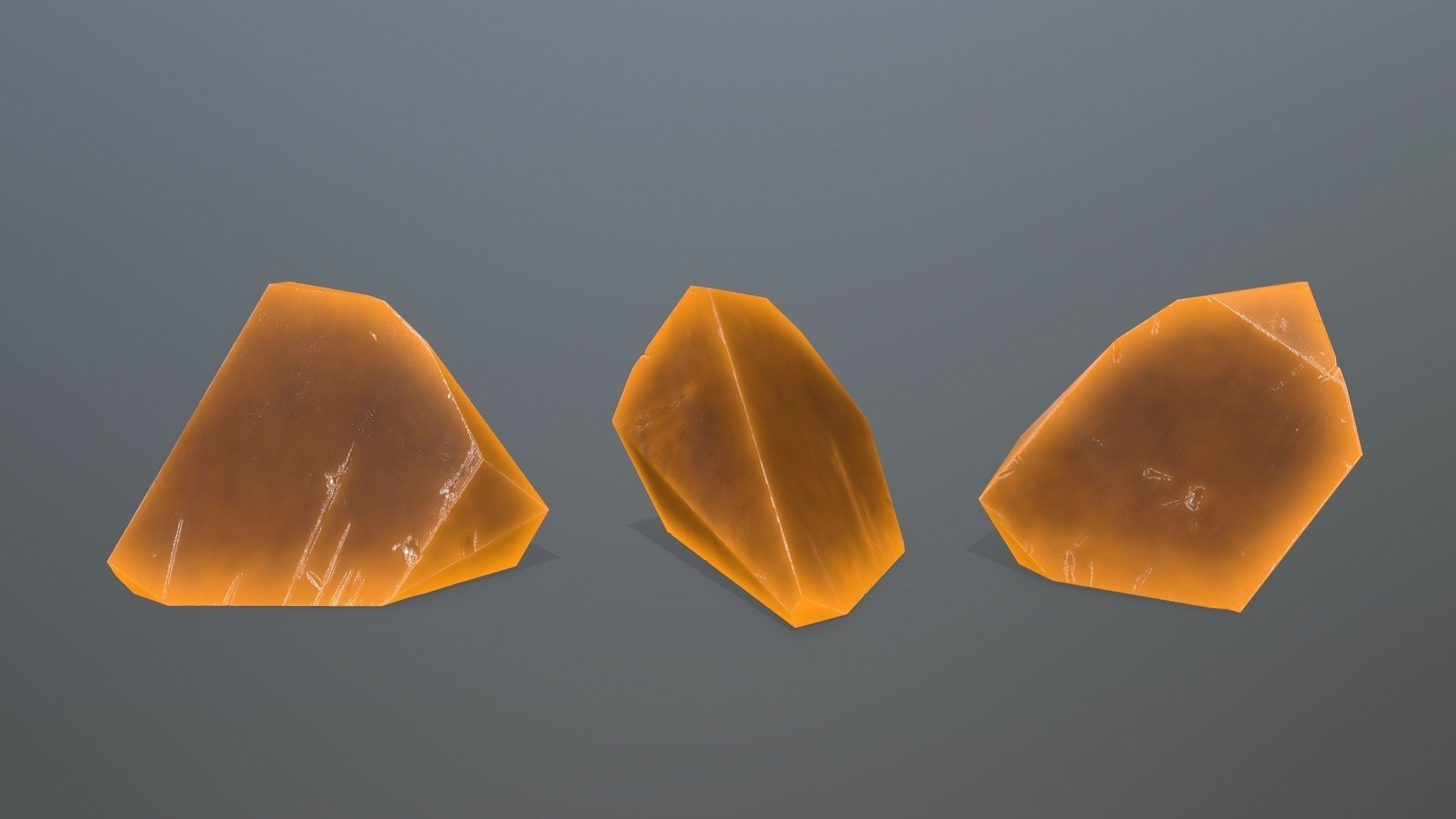 Crystal Set of orange colored rocks Low-poly 3D model_1