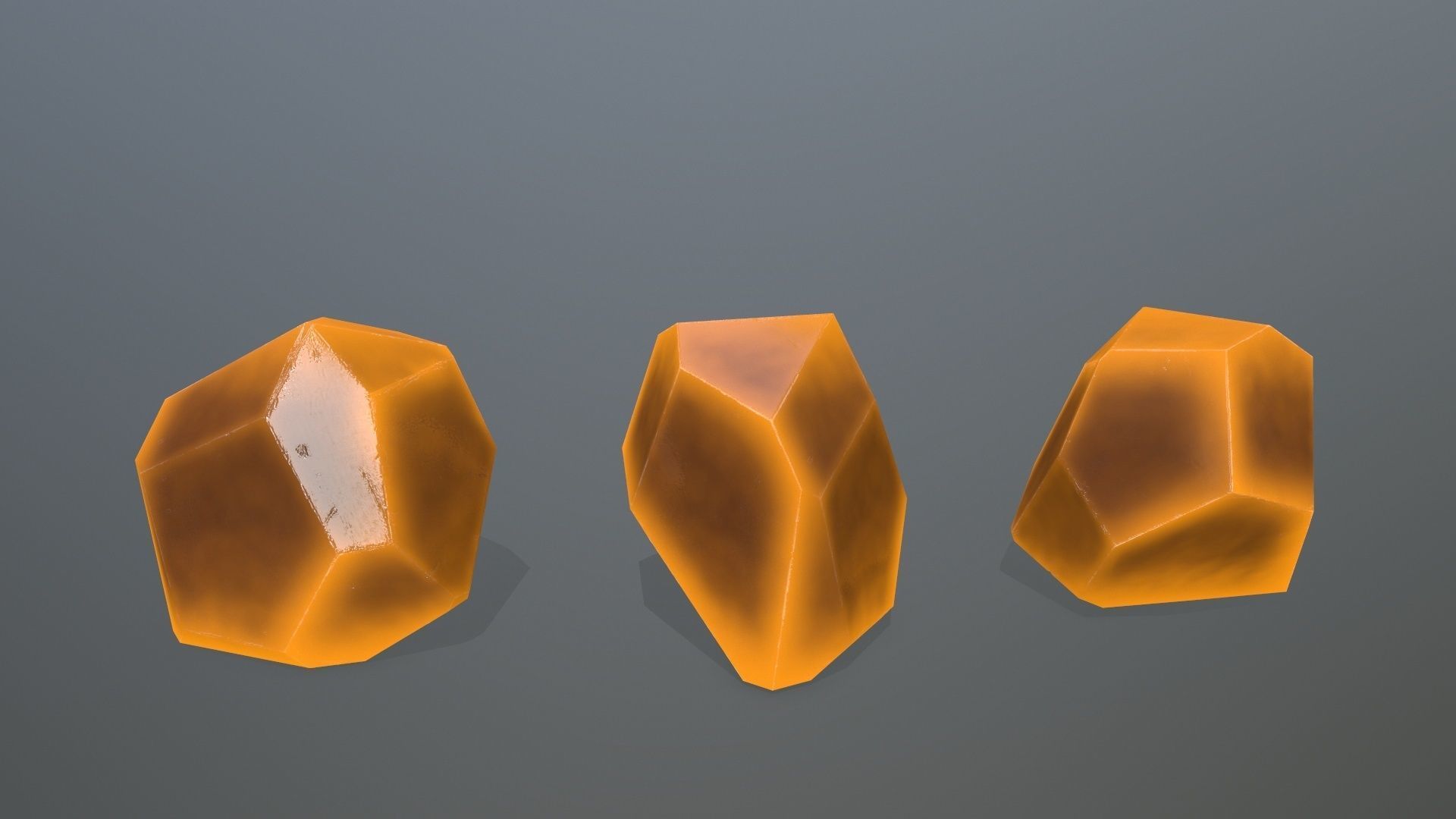 Crystal Set of orange colored rocks Low-poly 3D model_7
